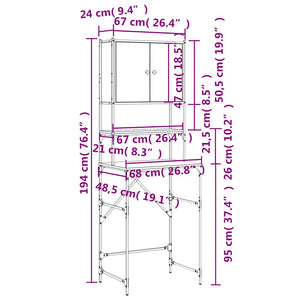 Waschmaschinenschrank Grau Sonoma-Eiche 68x48,5x194 cm