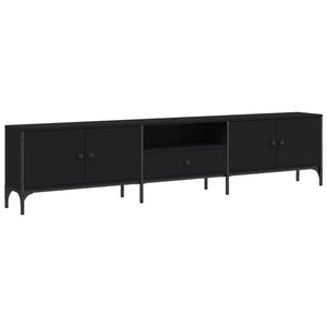Schwarzer TV-Schrank mit Schublade 200 cm