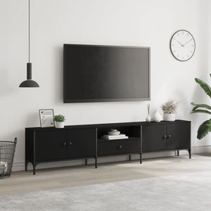 Schwarzer TV-Schrank mit Schublade 200 cm