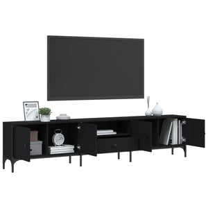 Schwarzer TV-Schrank mit Schublade 200 cm