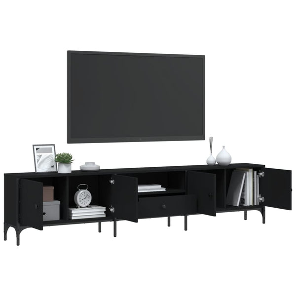Schwarzer TV-Schrank mit Schublade 200 cm