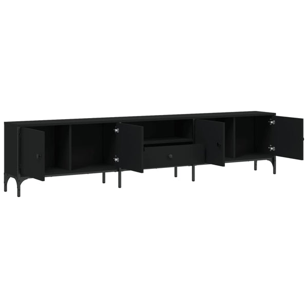 Schwarzer TV-Schrank mit Schublade 200 cm