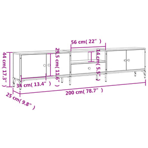 Schwarzer TV-Schrank mit Schublade 200 cm