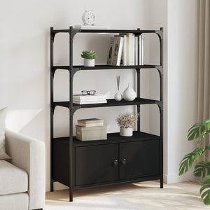 Schwarzes Bücherregal mit 3 Böden