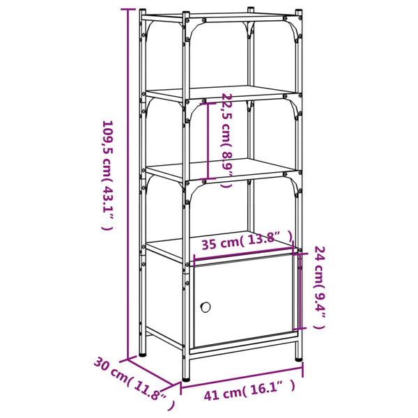 Bücherregal Grau Sonoma 41x30x109,5 cm