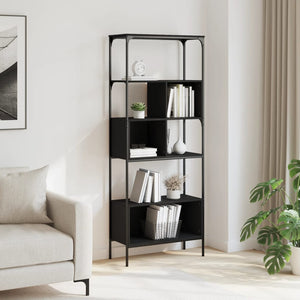 Bücherregal Schwarz mit 5 Böden