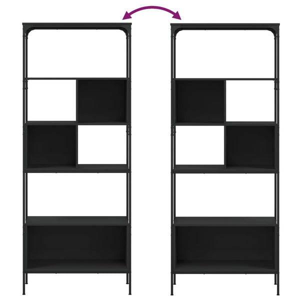 Bücherregal Schwarz mit 5 Böden