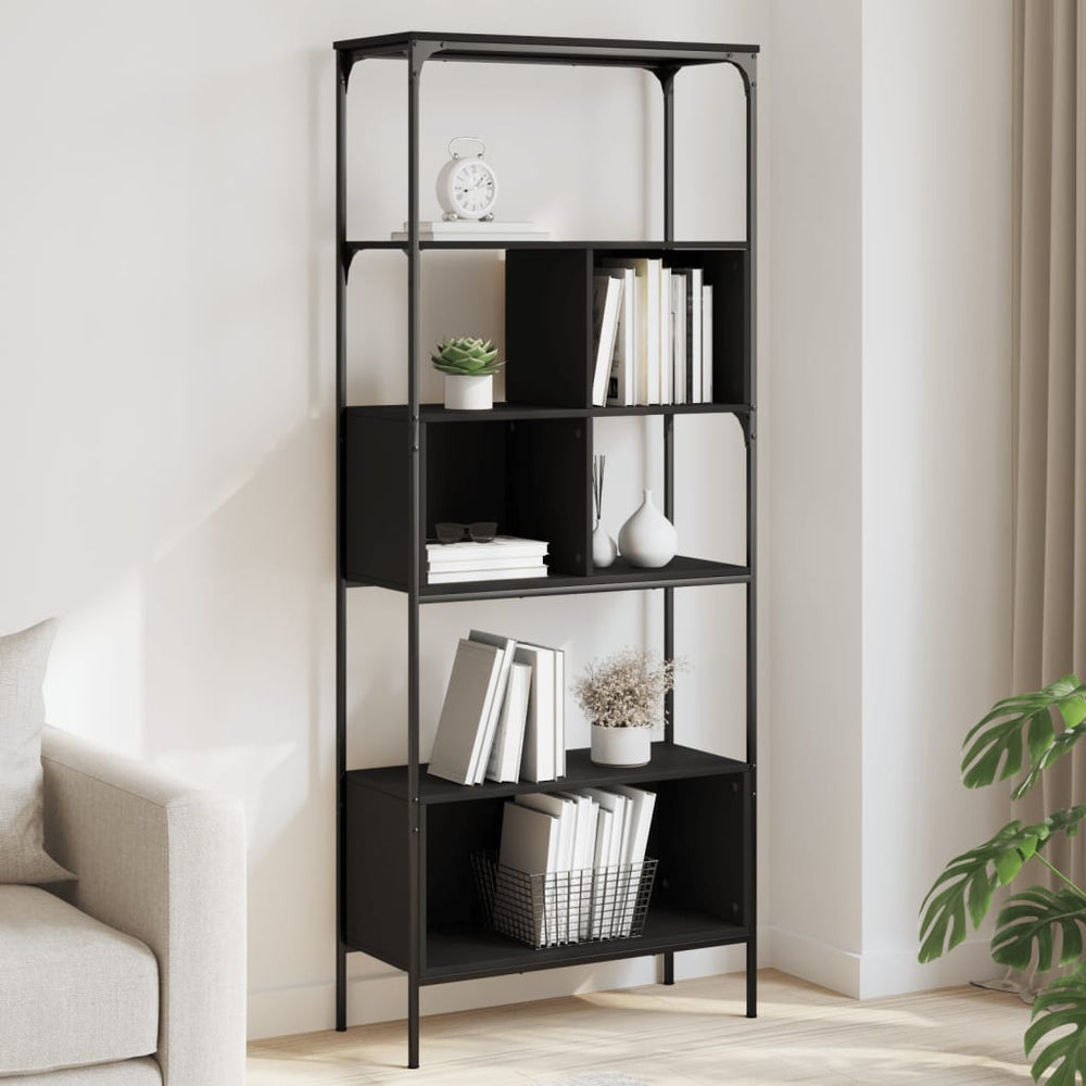 vidaXL Étagère à livres 5 niveaux Noir 76x33x188,5 cm Bois d'ingénierie