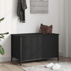 Sitzbank Schwarz mit Stauraum 80cm