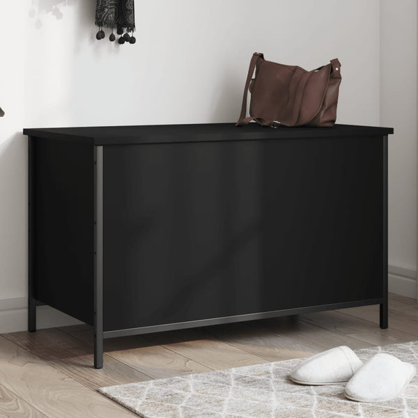 Sitzbank Schwarz mit Stauraum 80cm