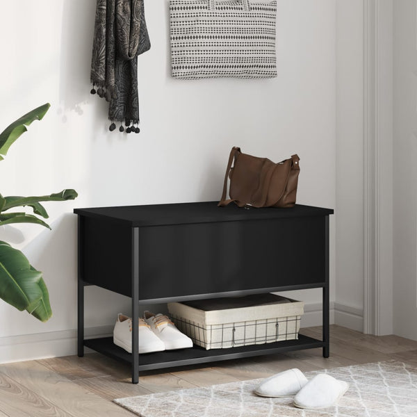 Sitzbank Schwarz mit Stauraum 70 cm