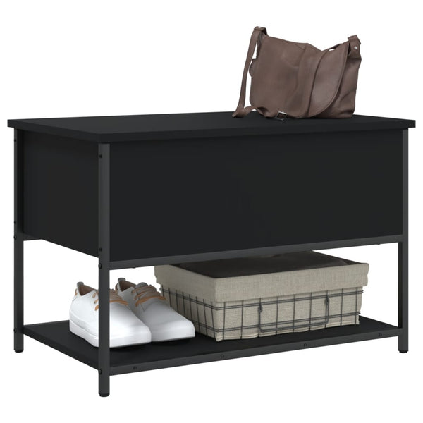 Sitzbank Schwarz mit Stauraum 70 cm