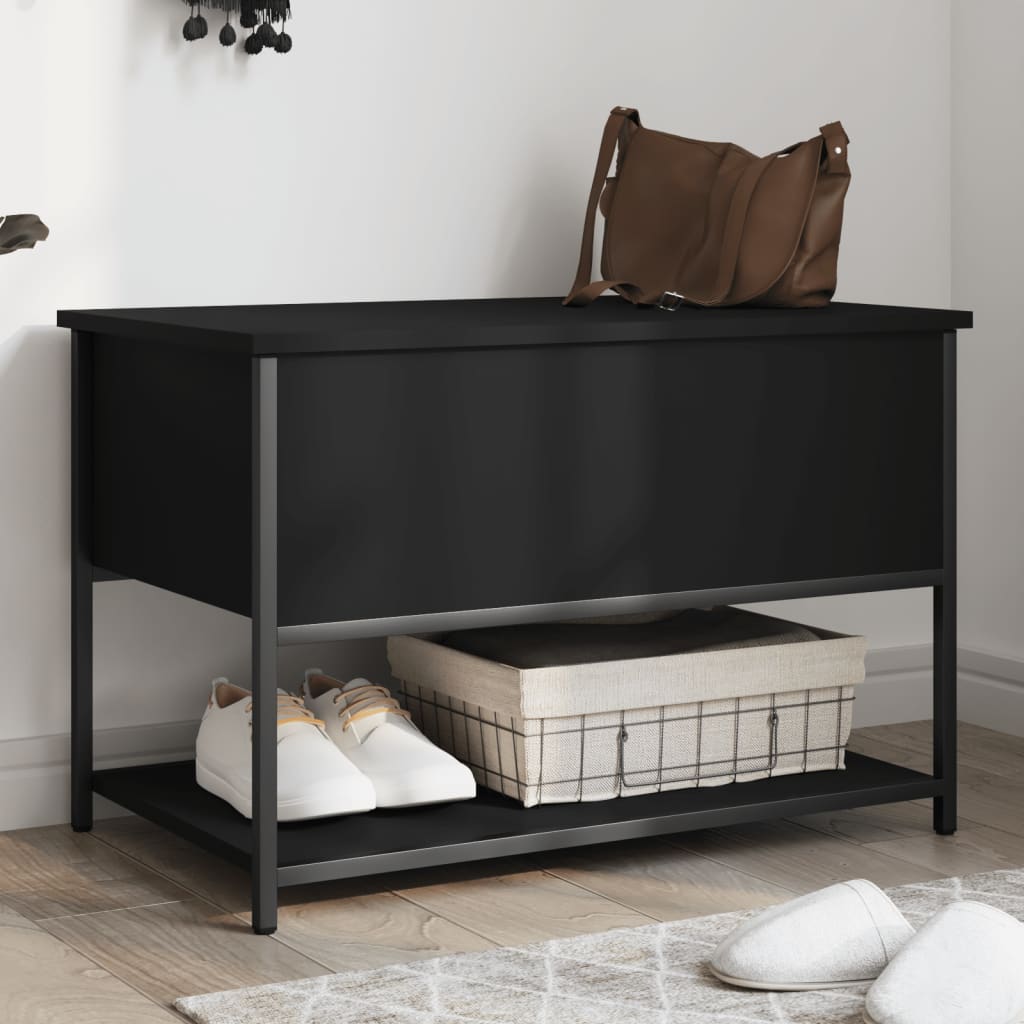Sitzbank Schwarz mit Stauraum 70 cm