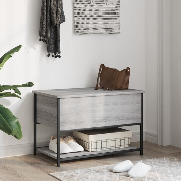 vidaXL Banc avec rangement gris et couleur chêne Sonoma 70x42,5x47 cm aggloméré