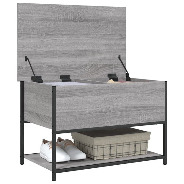 vidaXL Banc avec rangement gris et couleur chêne Sonoma 70x42,5x47 cm aggloméré