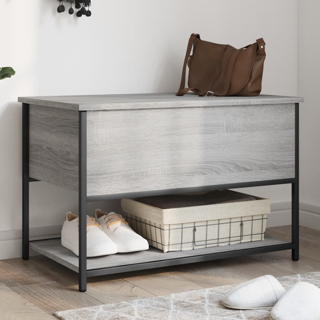 vidaXL Banc avec rangement gris et couleur chêne Sonoma 70x42,5x47 cm aggloméré