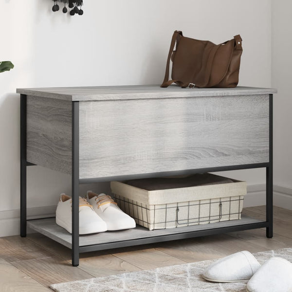 vidaXL Banc avec rangement gris et couleur chêne Sonoma 70x42,5x47 cm aggloméré