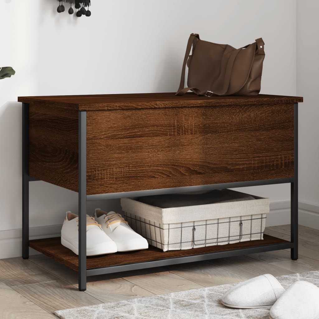 Sitzbank mit Stauraum, Braun Eiche, 70 cm
