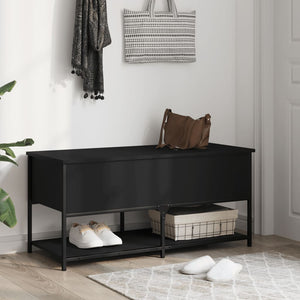 Sitzbank Schwarz mit Stauraum 100cm