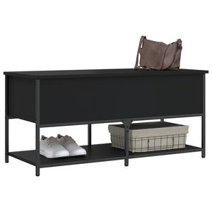 Sitzbank Schwarz mit Stauraum 100cm
