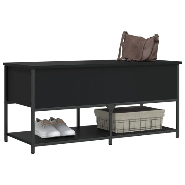 Sitzbank Schwarz mit Stauraum 100cm