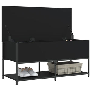 Sitzbank Schwarz mit Stauraum 100cm