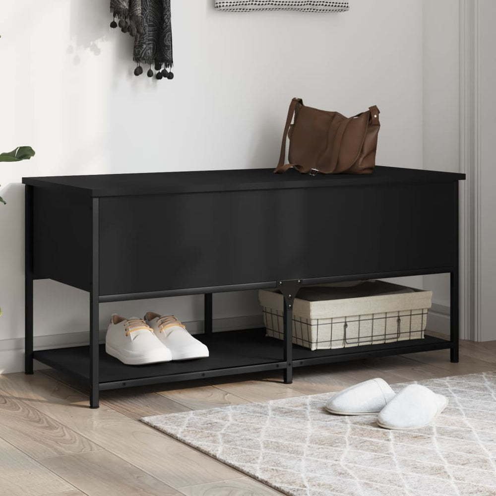 Sitzbank Schwarz mit Stauraum 100cm