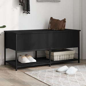Sitzbank Schwarz mit Stauraum 100cm