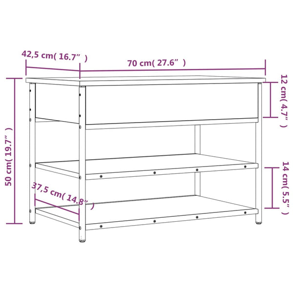 Schuhbank Räuchereiche 70cm mit Stauraum