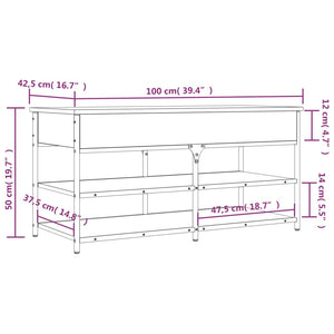 Schuhbank Schwarz 100 cm mit Stauraum