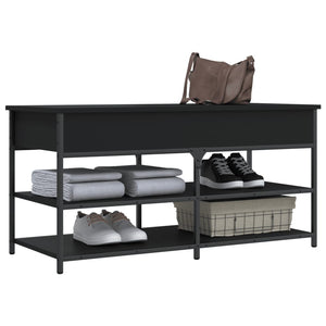 Schuhbank Schwarz 100 cm mit Stauraum