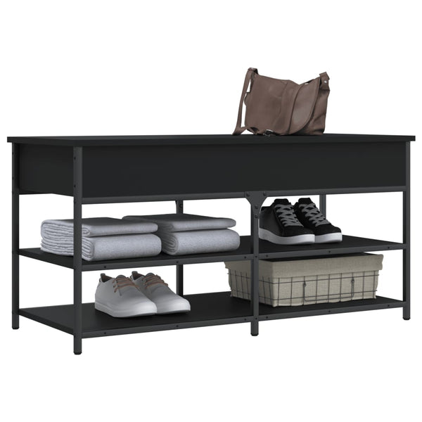 Schuhbank Schwarz 100 cm mit Stauraum