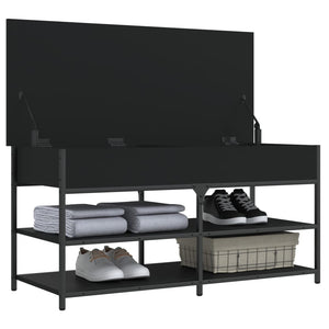 Schuhbank Schwarz 100 cm mit Stauraum