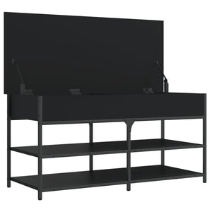 Schuhbank Schwarz 100 cm mit Stauraum