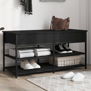 Schuhbank Schwarz 100 cm mit Stauraum