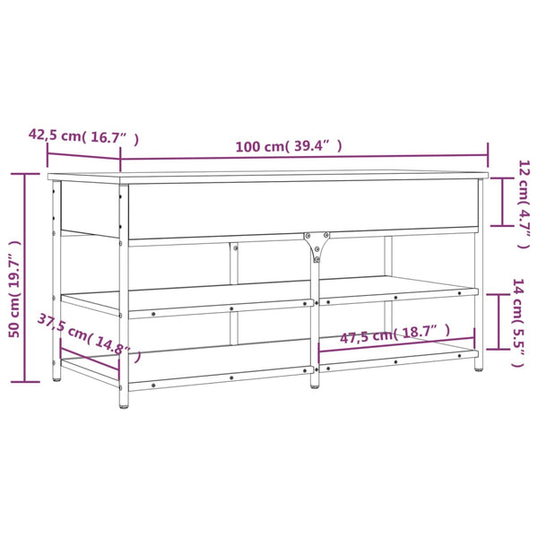 Schuhbank Grau Sonoma 100 cm