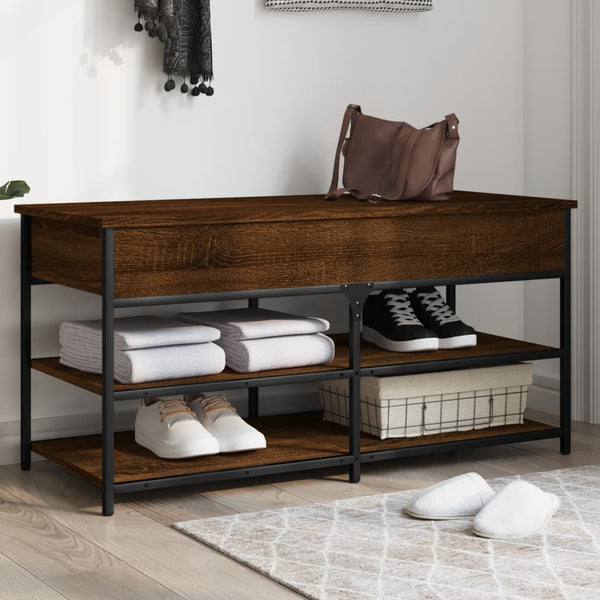 Schuhbank Braun Eiche 100 cm mit Stauraum