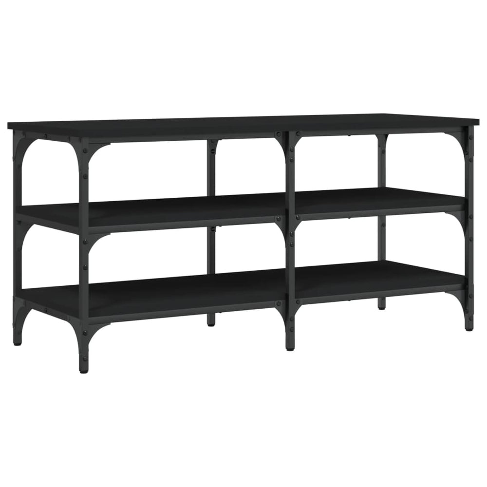 Schuhbank Schwarz 100 cm mit 3 Ablagen