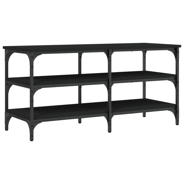 Schuhbank Schwarz 100 cm mit 3 Ablagen