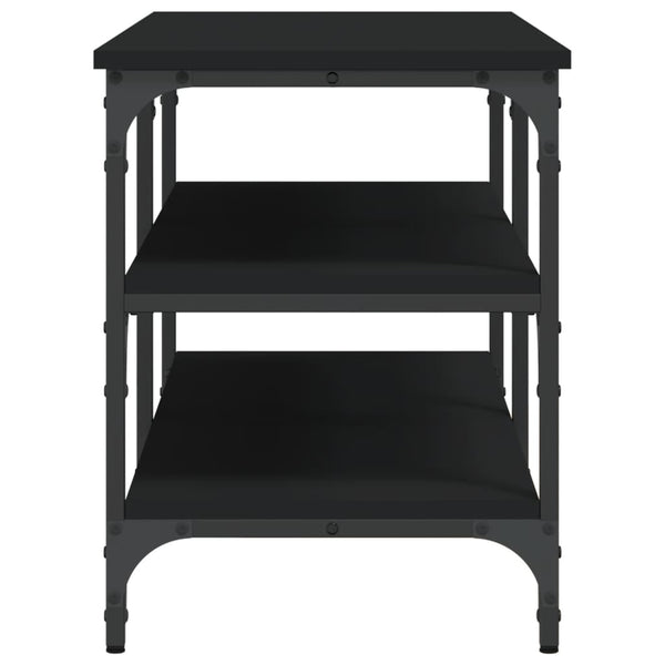 Schuhbank Schwarz 100 cm mit 3 Ablagen