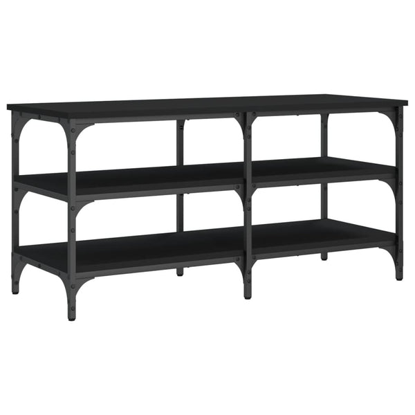 Schuhbank Schwarz 100 cm mit 3 Ablagen