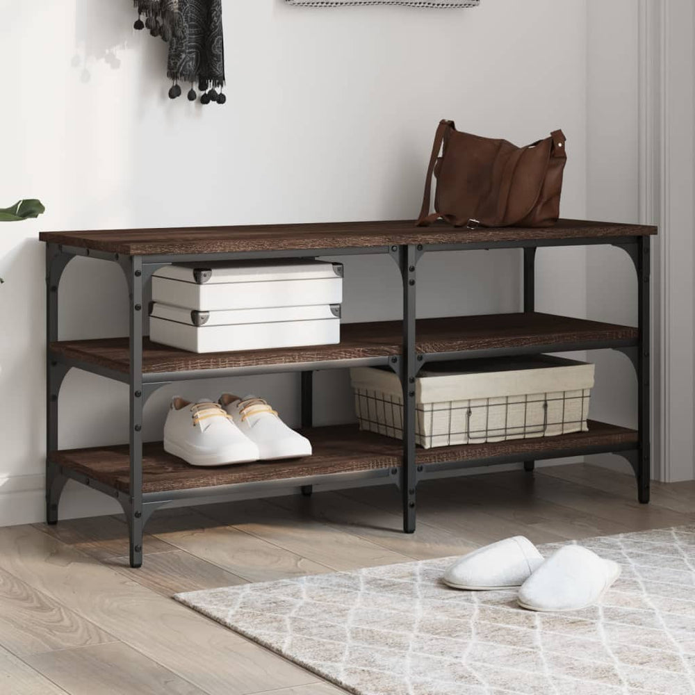 Schuhbank Braun Eichenoptik, 100 cm