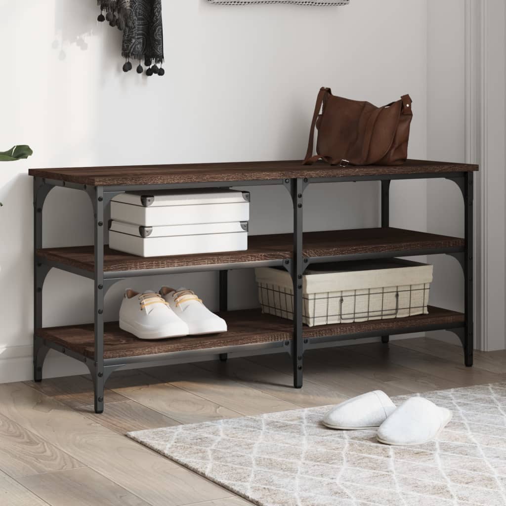 Schuhbank Braun Eichenoptik, 100 cm