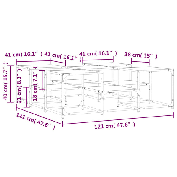 Schwarzer Couchtisch 121x121 cm