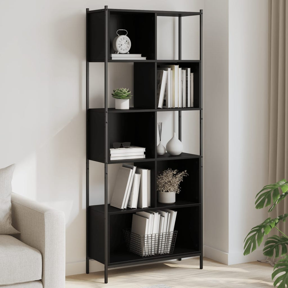 Schwarzes Bücherregal 72x28x172 cm