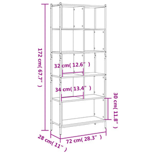 vidaXL Bibliothèque chêne fumé 72x28x172 cm en bois d'ingénierie