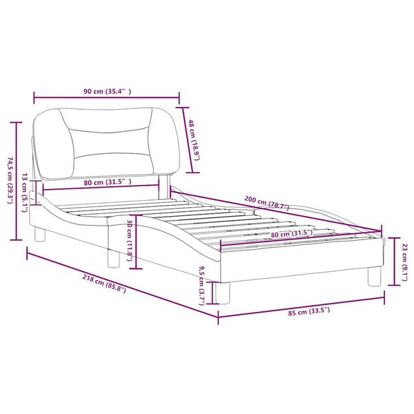 vidaXL Cadre de lit sans matelas « Hvar » gris foncé 80x200 cm tissu