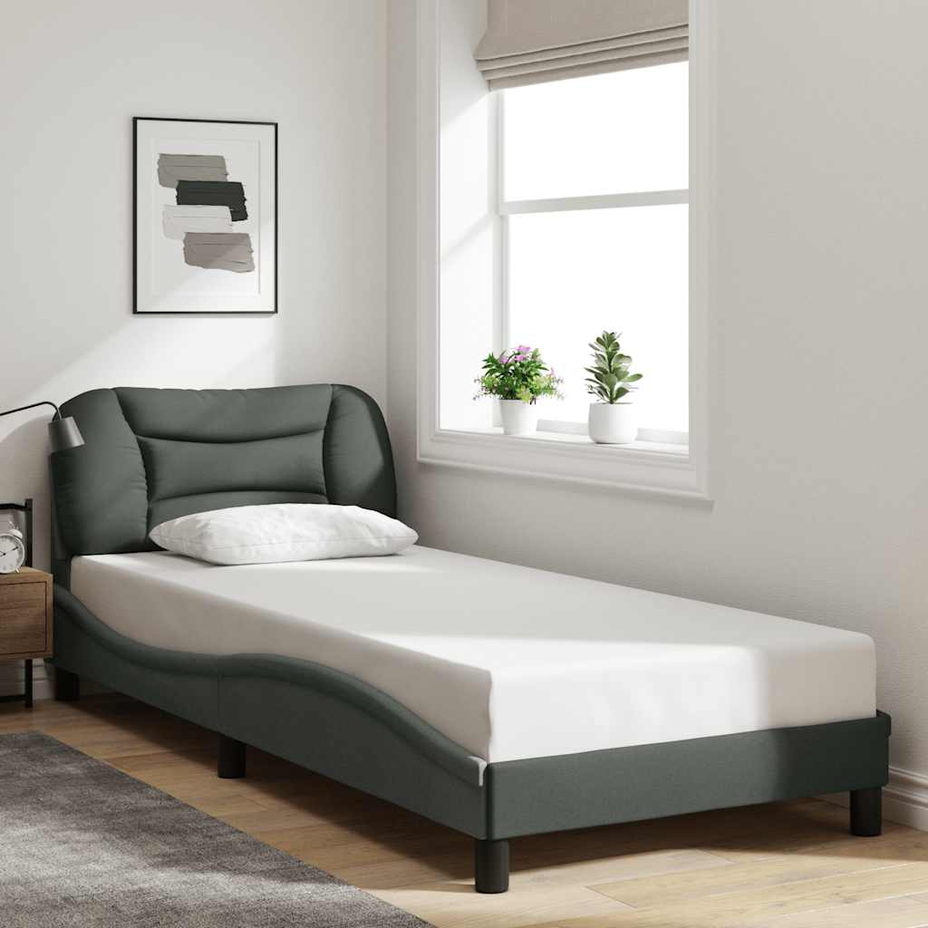 vidaXL Cadre de lit sans matelas « Hvar » gris foncé 80x200 cm tissu