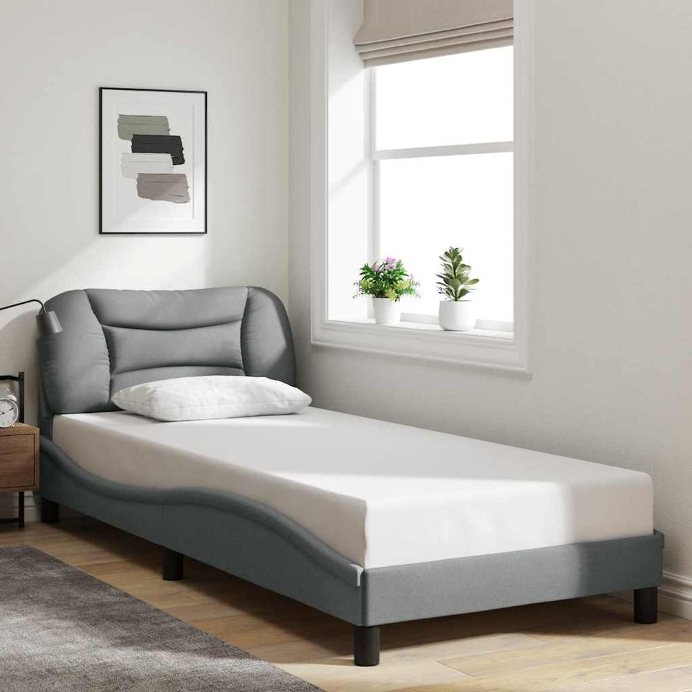 vidaXL Cadre de lit sans matelas « Hvar » Gris clair 90x190 cm Tissu