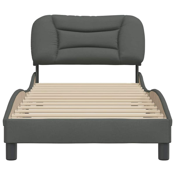 vidaXL Cadre de lit sans matelas « Hvar » Gris foncé 90x190 cm Tissu